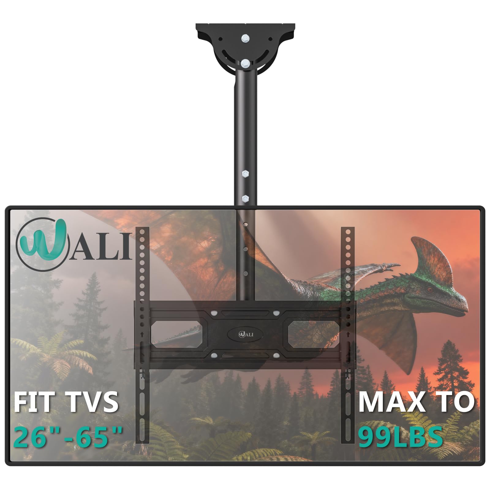 WALI Ceiling TV Mount for 26-65 inch, Full Motion Ceiling TV Bracket Fits Most LED, LCD, OLED 4K Flat Screen TVs, up to 99lbs, Mounting Holes
