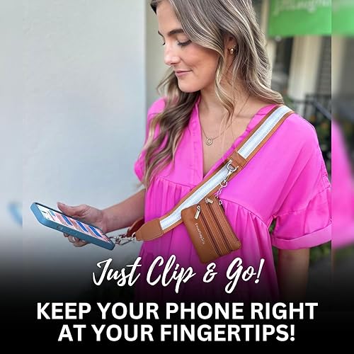 Miniatura 8 de Correa para teléfono Clip & Go - Cadena cruzada para teléfono con bolsa de cartera con cremallera - Soporte para tarjeta de teléfono para monedero