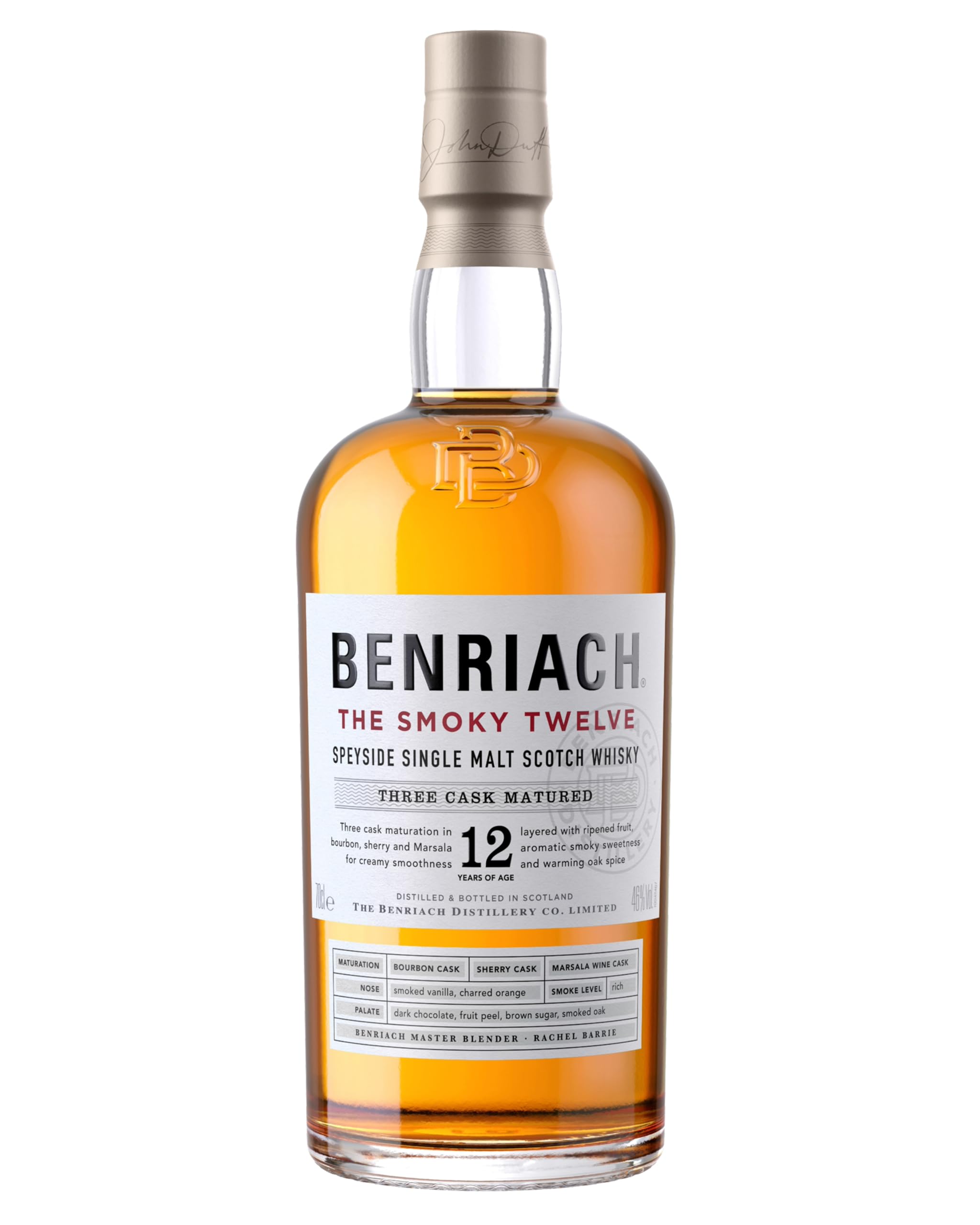 BenRiach THE SMOKY TWELVE, 12 Years Speyside Single Malt Scotch Whisky - 700ml con estuche regalo