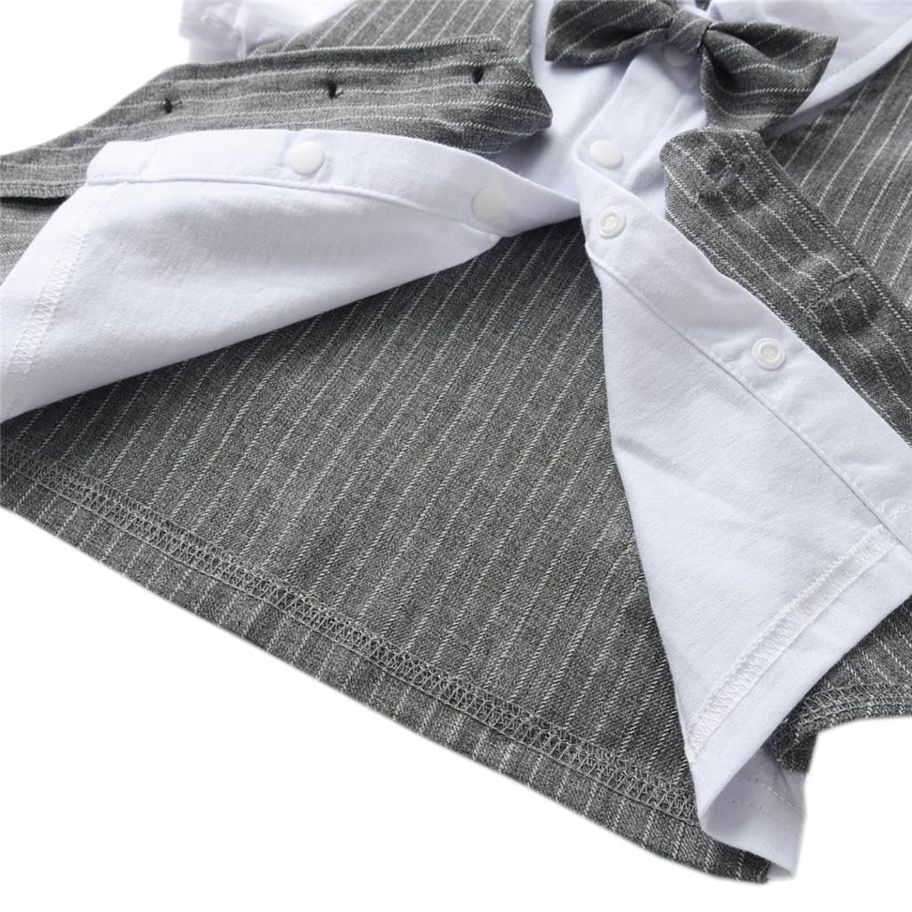 Lito Angels Costume Bebe Enfant Garcon Mariage Vetements de Ceremonie Formelle Ete avec Gilet et Noeud Papillon, Noir Gris