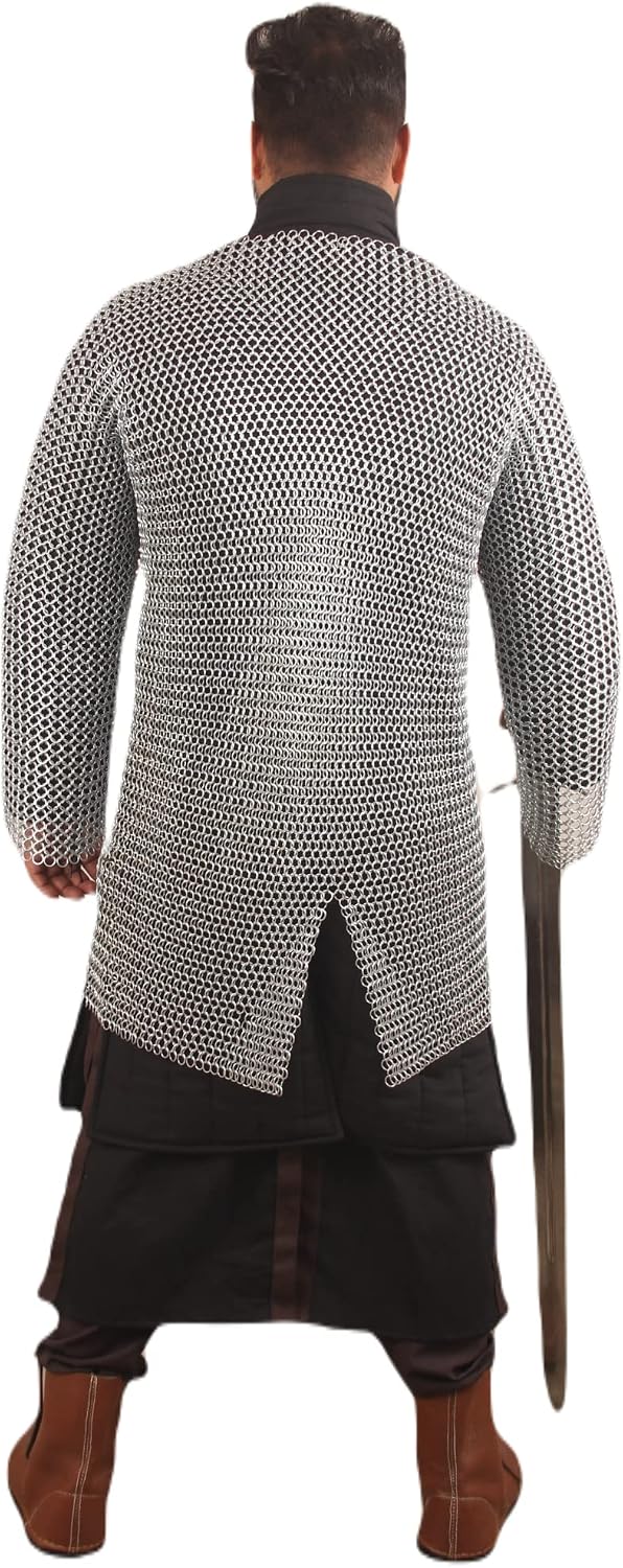 Medieval Hauberk Chainmail Full Sleeve Shirt Mild Steel 10 mm Butted Ring