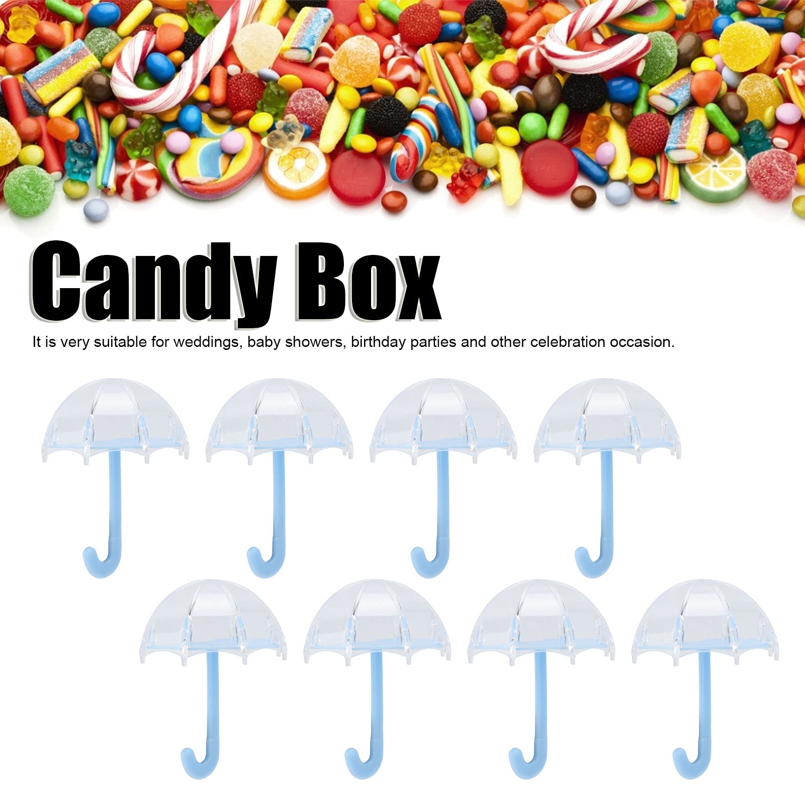 URRNDD Candy Box,12Pcs Umbrella Shape Candy Box Plastic Candy Case Container Wedding Decoration Party Supplies(blue)