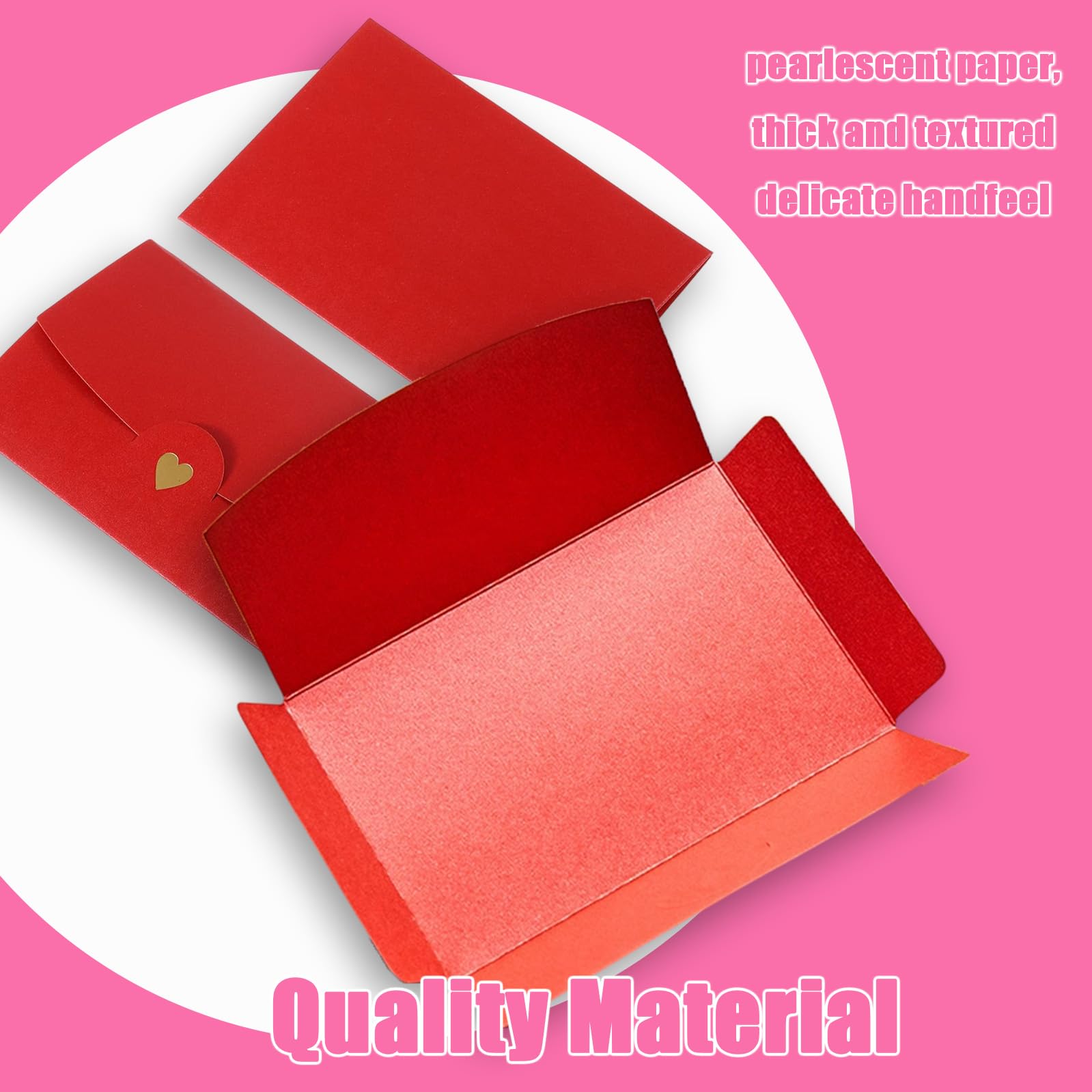 50PCS Red Mini Envelope, Gift Envelopes with Heart Clasp, Vintage Mini Card Envelopes - Image 3