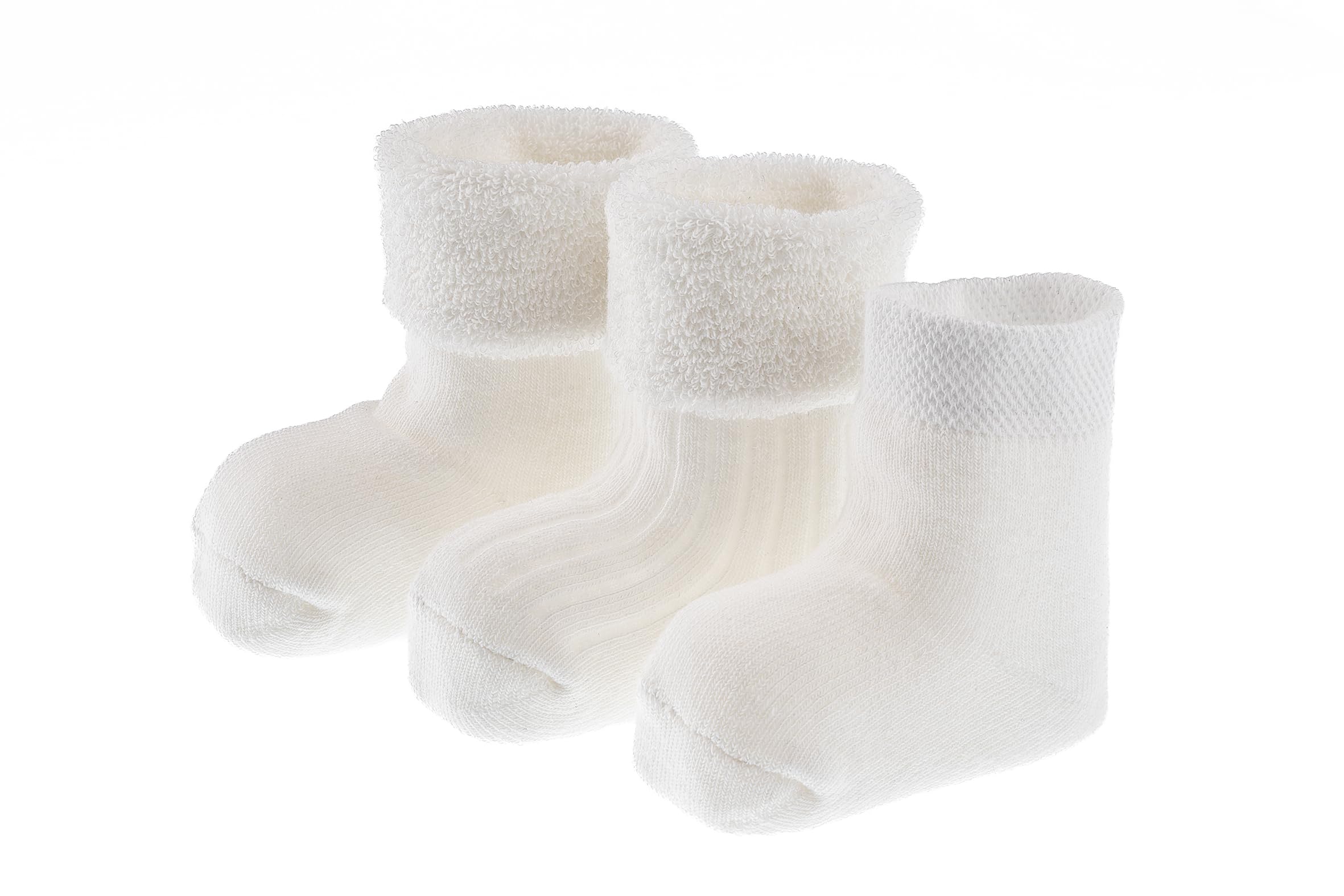 Jacob's – Erstlingssöckchen Baby 3er Pack | Weiche Vollfrottee-Socken Ecru weiß, OEKO-TEX® zertifiziert | Größe 0–3 Monate, hautfreundlich & wärmend