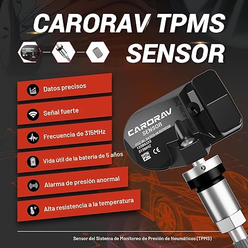 Miniatura 7 de TPMS Sensor GM, paquete de 4 sensores de presión de neumáticos de repuesto para GM Chevy GMC Cadillac Buick, 315MHz OE reemplazos # 13586335,