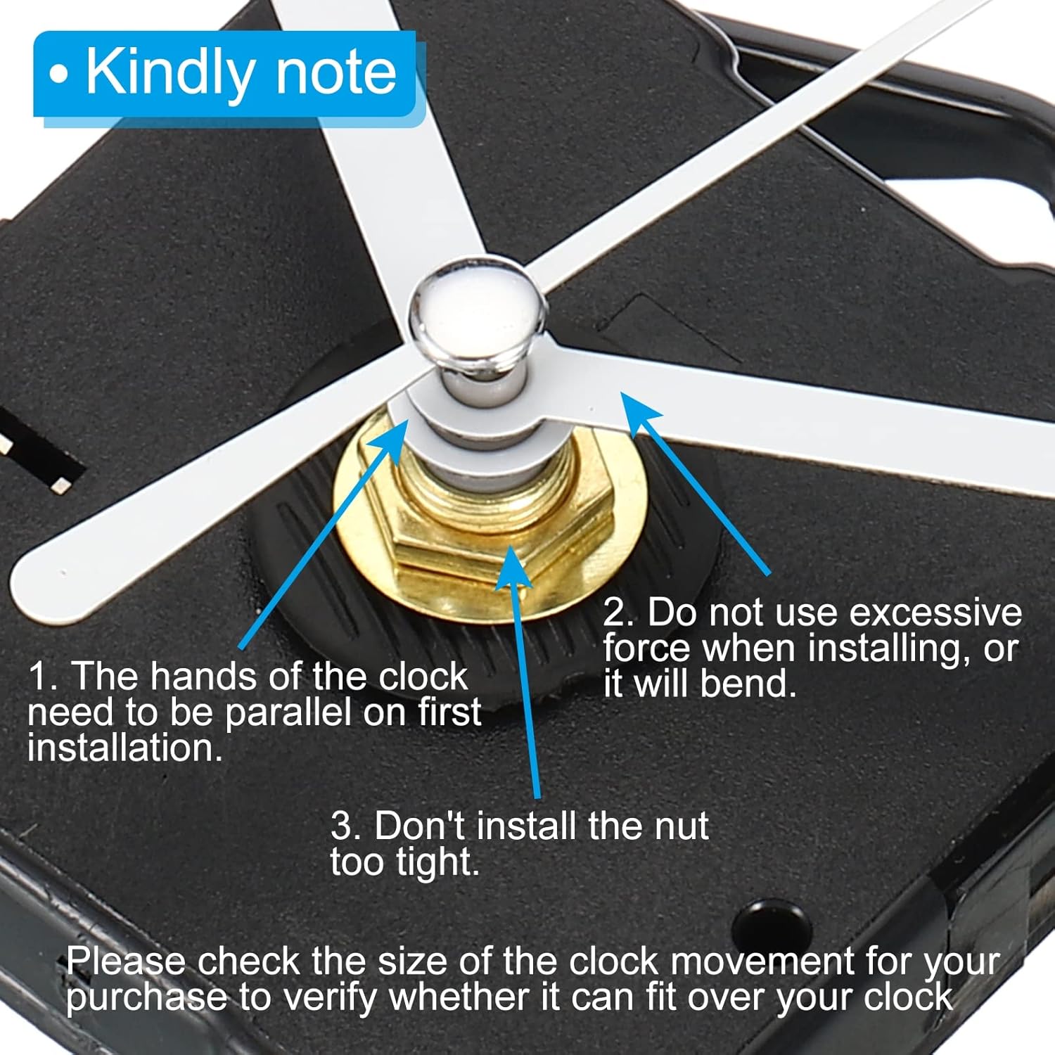 Clock Mechanism Replacement, Quartz Clock Mechanism Battery Operated DIY Hanging Wall Clock Hands Motor Movement Kit Repair Parts, White