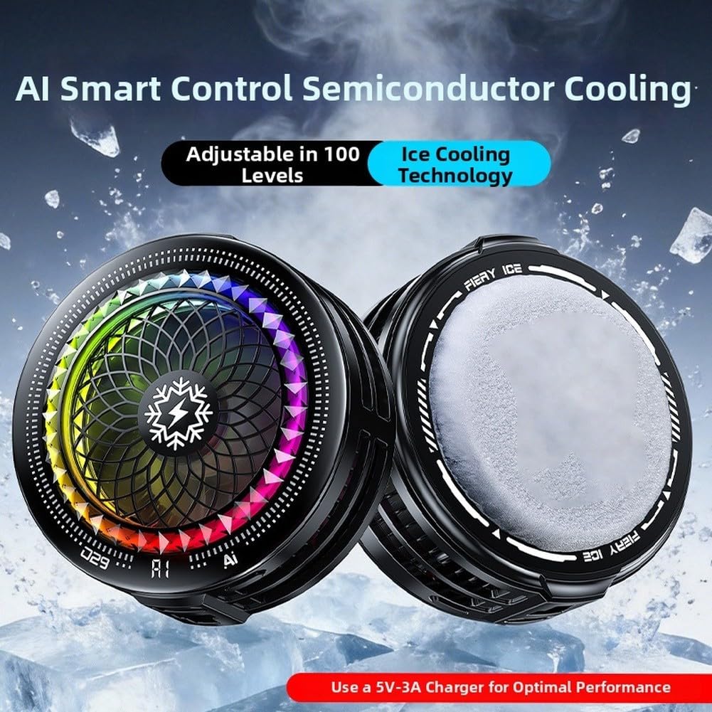 Enfriador magnético para teléfono con luz RGB, control de temperatura, radiador para juegos, ventilador de refrigeración USB portátil de 5 modos para teléfonos móviles, ligero con clip