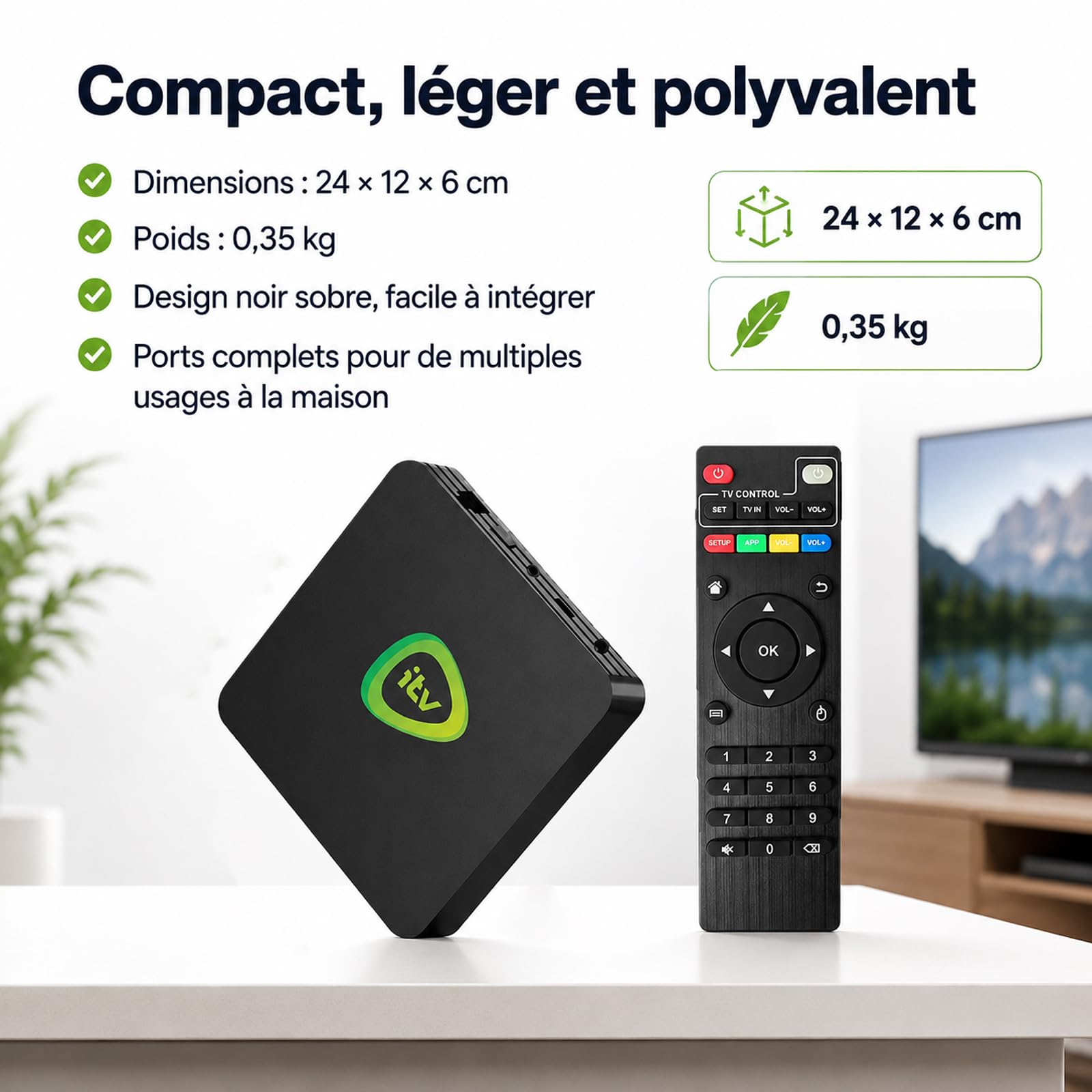 Adaptateur d'affichage Boîtier réseau Android Lecteur multimédia Décode vidéo Jusqu’à 4K 60 Images par Seconde Noir