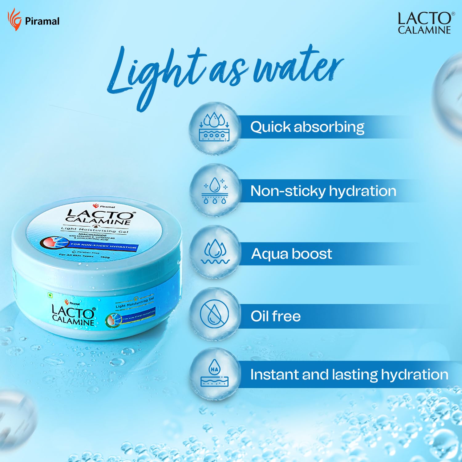Lacto Calamine Super Light Moisturizer for Face | 150g | Moisturiser for Oily Skin with Niacinamide, Hyaluronic Acid | Face Moisturizer with 300% Instant Hydration, 90% Stronger Moisture Barrier Lacto Calamine Super Light Moisturizer for Face | 150g | Moisturiser for Oily Skin with Niacinamide, Hyaluronic Acid | Face Moisturizer with 300% Instant Hydration, 90% Stronger Moisture Barrier