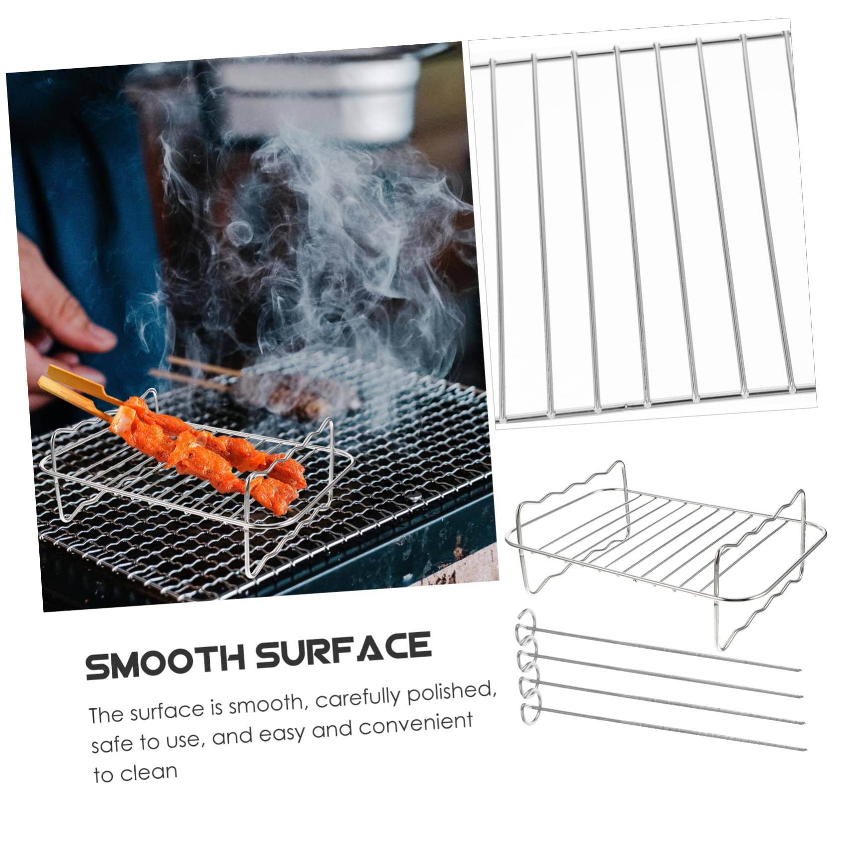 NUOBESTY Air Fryer Grilling Rack Sturdy Stainless Steel Multi Use Toasting Steaming Rack for Kitchen Easy to Clean Durable Dishwasher Safe Cooking Supplies