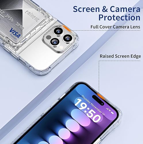 Miniatura 4 de Funda protectora transparente para iPhone 15 Pro Max con tarjetero de crédito, protección resistente, a prueba de golpes, antiarañazos,