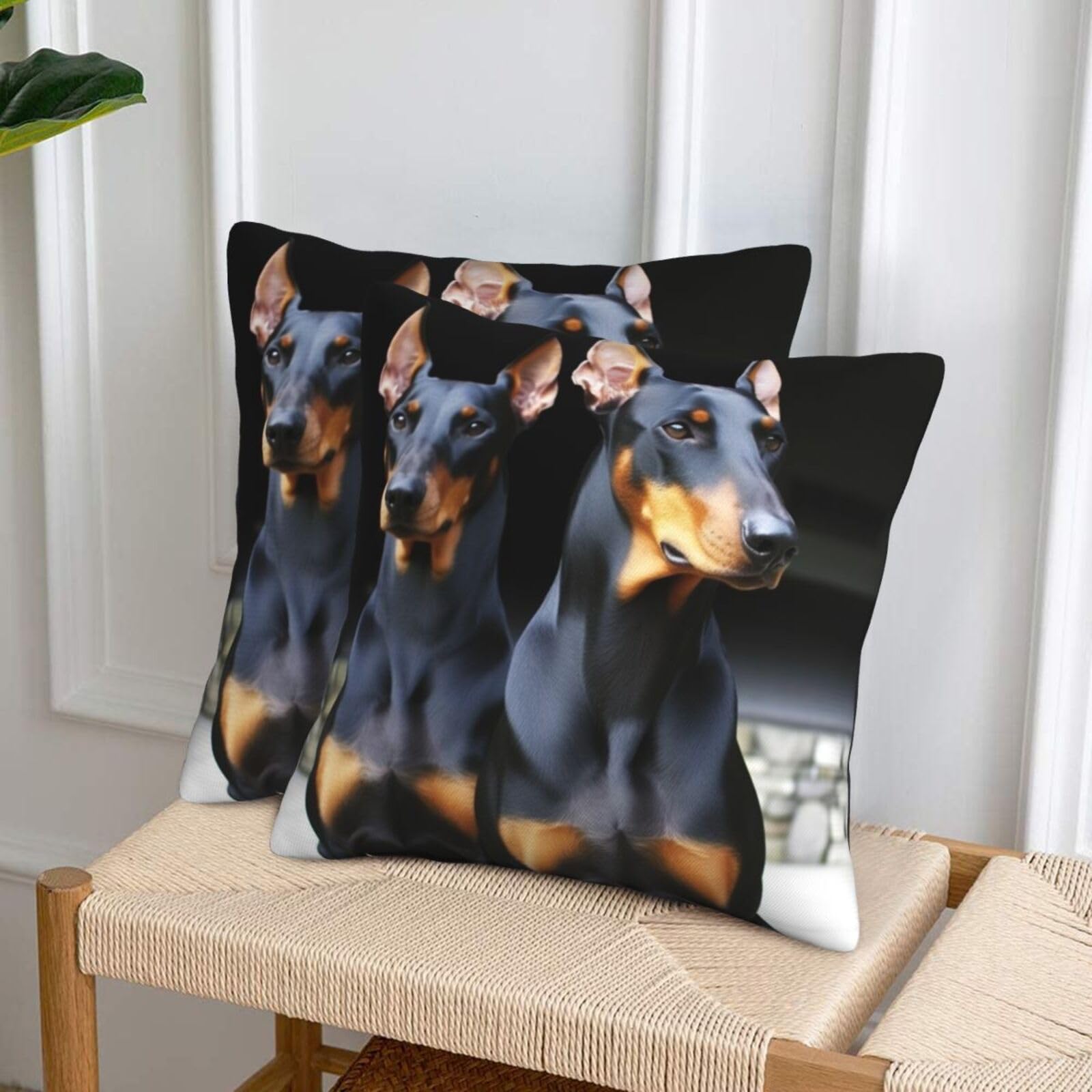 NONHAI Decorative Throw Pillow Covers Set of 2, 18"x18" Square Cushion Case Soft Comfy Doberman Throw Pillows for Couch Cushion Livingroom Farmhouse Home Decor Pillowcases