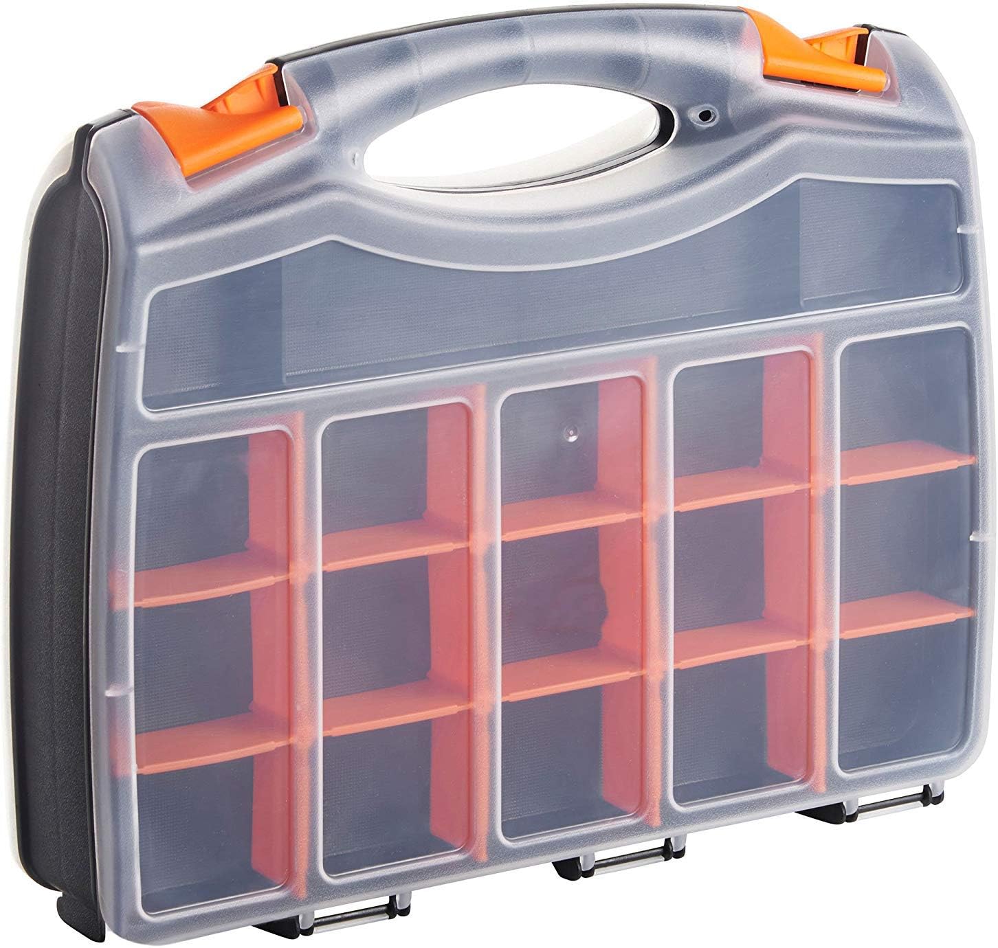 15" 2-Sided Storage Organiser Bits Screws Nails Tool Carry Case – 32 Compartments with Dividers – DIY/Tools/Fishing/Angler/Hooks/Tackle/Bait/Lures Float