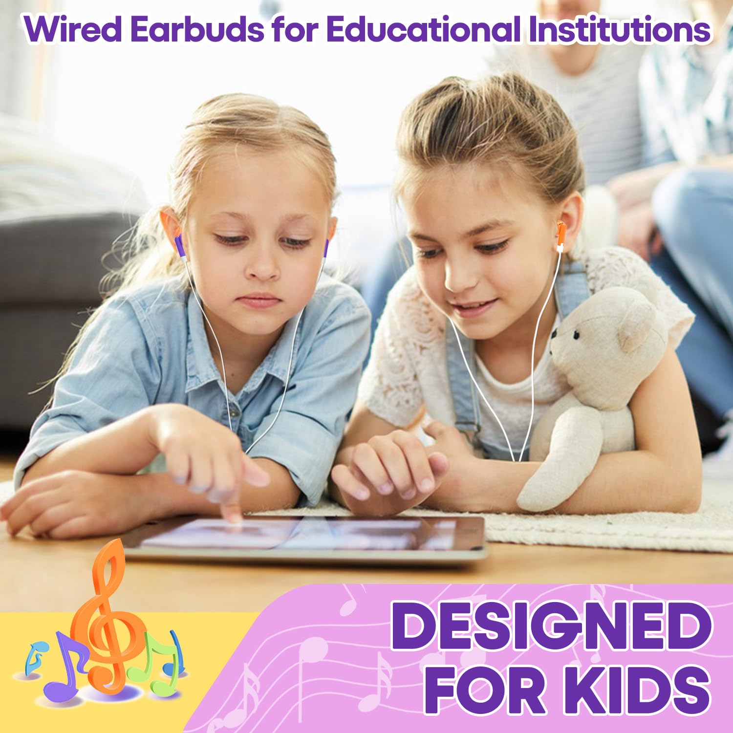 Bulk Classroom - Confezione da 50 auricolari per bambini e studenti, cuffie in-ear cablate con jack da 3,5 mm, per scuola, compatibili con Chromebook, set multipack
