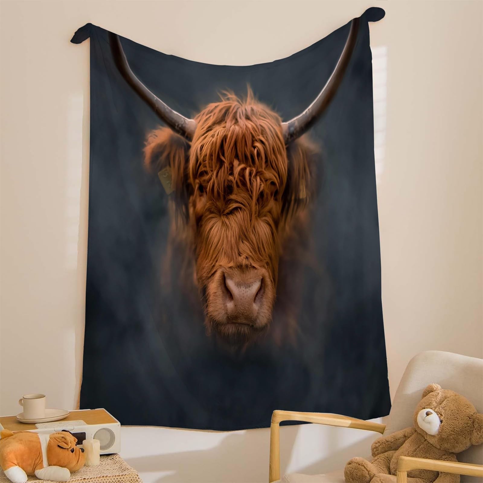 Kocyk z dymu krowa Koce Highlands Pojedynczy Ciepły Miękki Kocyk Sofa Puszysty Flanelowy 180 x 200 cm na wszystkie pory roku
