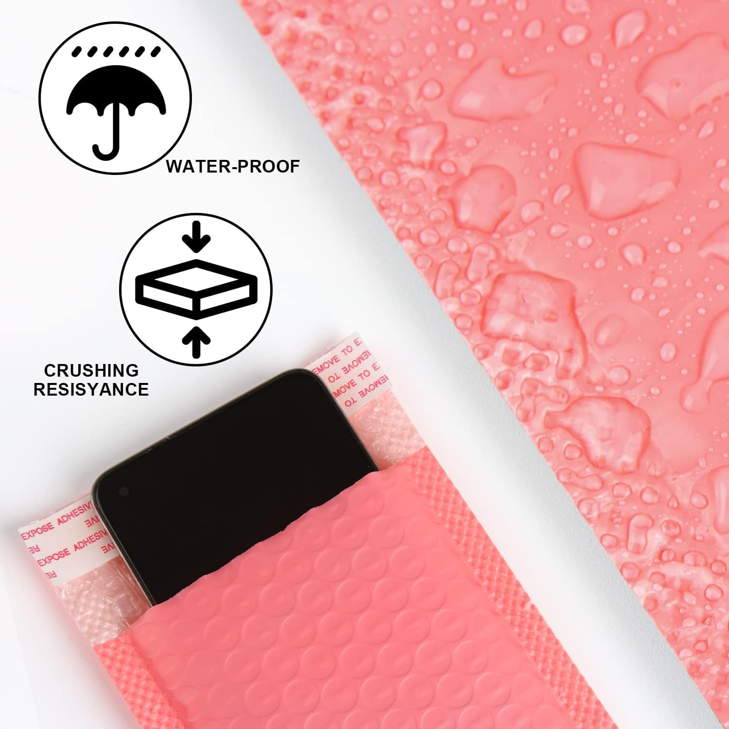 SULOLI 12 Piezas Bolsa de Burbujas，Sobres Acolchados para Envios,Sobres Burbujas,Diseño Resistente al Agua，Adecuado para Transporte, Embalaje y Envío（Rosa）