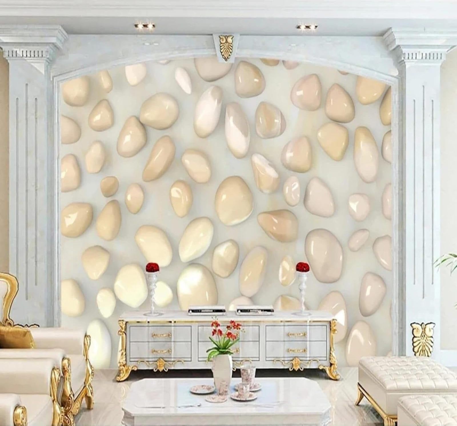 Xlming 200Cm×140Cm(B×H) Abstract Three Dimensional Pebbles Art Unique 3D Wallpaper Premium Textured Silk Study Dining Living Room Bedroom Sofa Tv Wall Easy Install-200Cm×140Cm