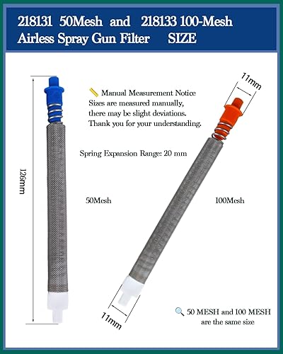 Miniatura 2 de Paquete de 8 + 4 filtros de pistola pulverizadora sin aire, incluye 8 filtros rociadores de pintura de malla azul 218131 50 y 4 filtros rociadores
