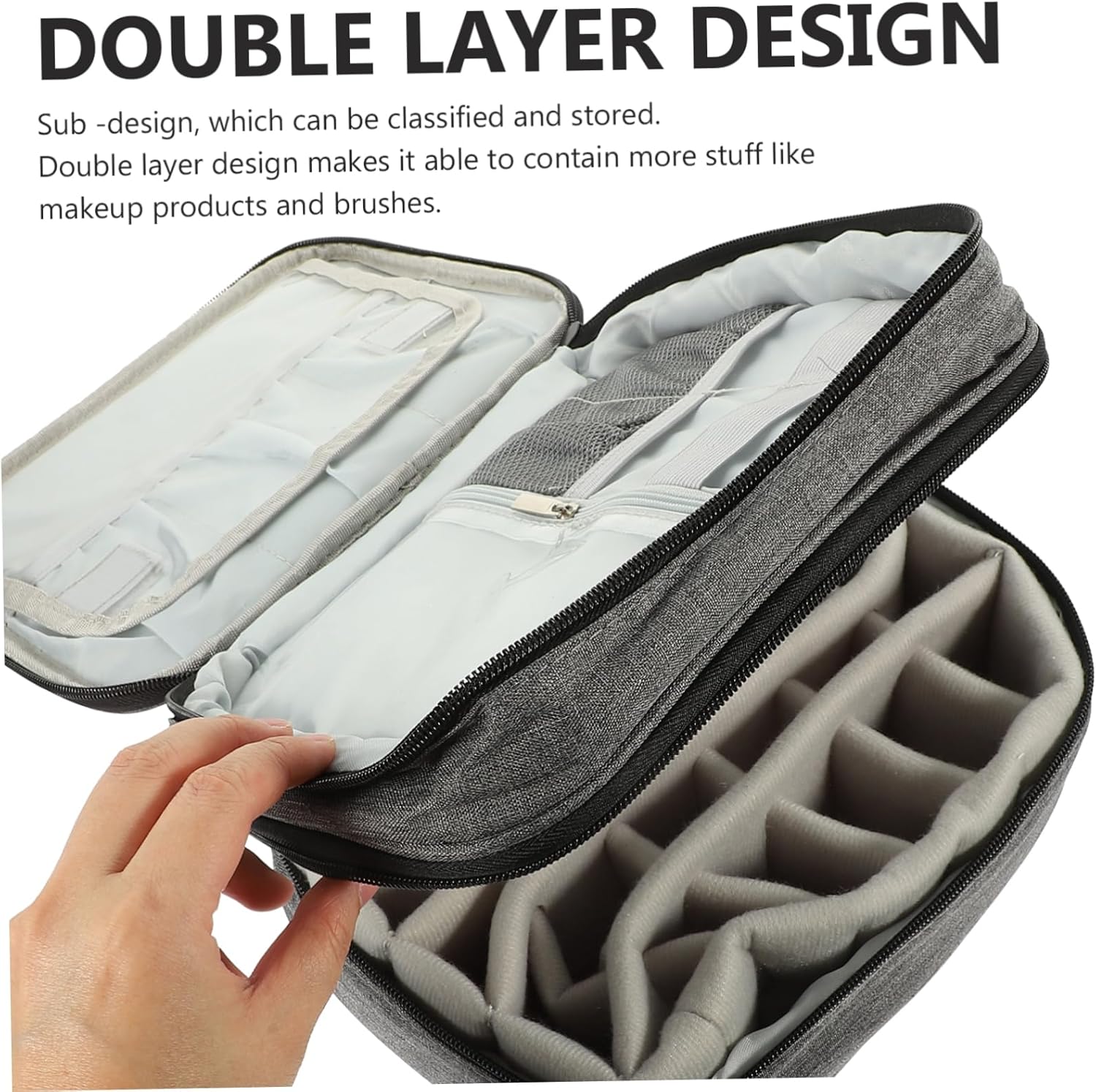 30grid Portable Nail Polish Organizer Bag with Compartment Design for Essential Oils Dual Layer Travel Case for Manicure Supplies for Women The