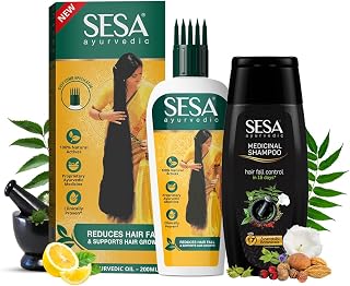 SESA Ayurvedic Hair Oil 200Ml + Ayurvedic Medicinal Shampoo 200Ml Combo Pack Control Hair Fall Nourishes Scalp Help Hair G... Price In India