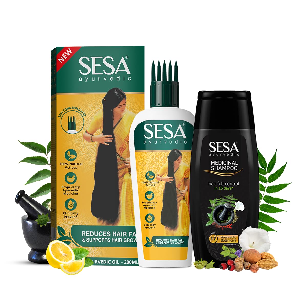 SESA Ayurvedic Hair Oil 200Ml + Ayurvedic Medicinal Shampoo 200Ml Combo Pack Control Hair Fall Nourishes Scalp Help Hair Growth For Men & Women-image-41