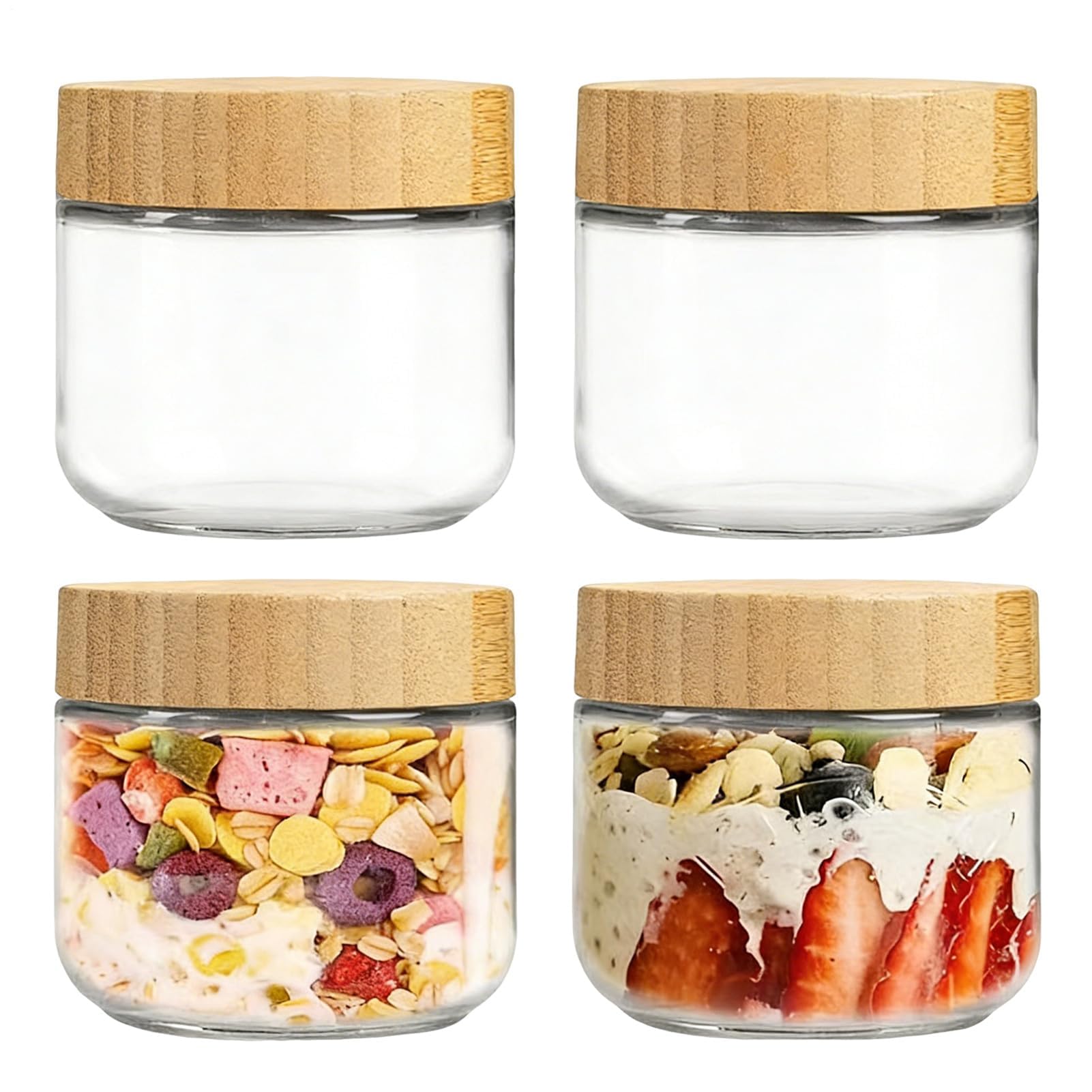 Contenitore ermetico in vetro per avena durante la notte, 283,5 g, a imboccatura larga, contenitore a prova di perdite, per conservare alimenti, snack, insalata, yogurt, cereali e condimenti, ideale