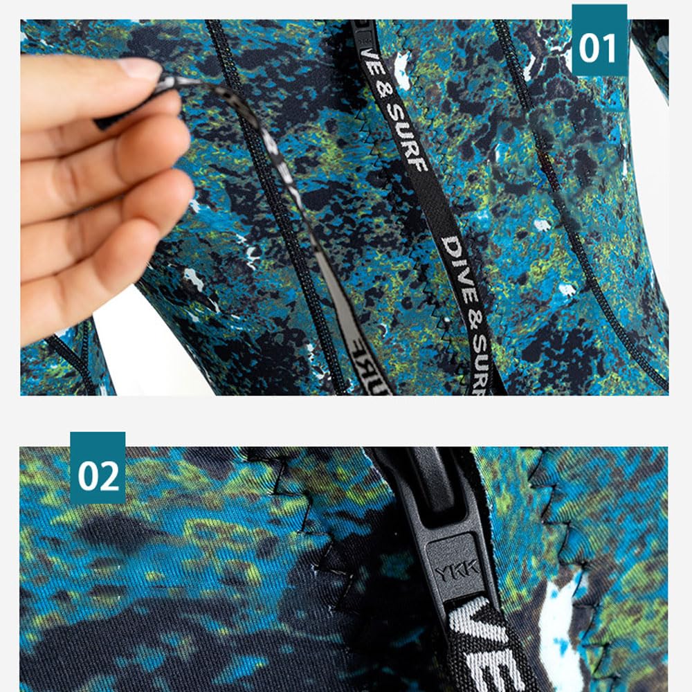 Uomo Donna Mute complete 3mm Neoprene mimetico a prova di freddo caldo pezzo unico Mute da sub Addensare termico Costumi da bagno Manica lunga Cerniera posteriore Protezione UV Tuta per immersioni S