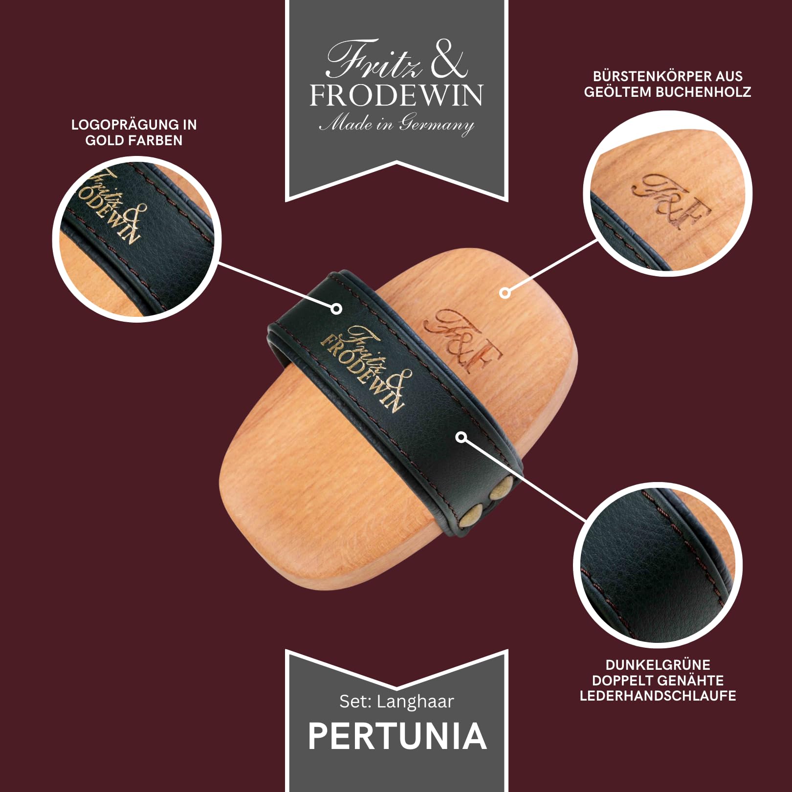 Fritz & Frodewin Hundebürsten-Set "Langhaar" | Premium Hundehaarbürsten | Fellbürsten | Für die tägliche Pflege | FSC zertifiziertes Holz | Gratis Bürstenreiniger | 100% Made in Germany