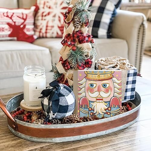 Miniatura 10 de Mtrgdn Letrero de madera con texto en inglés "Merry Christmas", caja de madera con diseño de muñeco de nieve de invierno, decoración de Navidad,