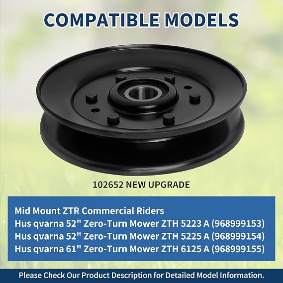 Keycci 539102652 Flat Idler Pulley Compatible with Hus qvarna, Yazoo Kees, ZTR Commercial Riders, ZTH5223, ZTH6125, Replaces 539102652, 102652