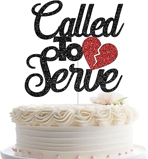 Called to Serve Cake Topper, Farewell/Going Away/Goodbye Party Decorations, LDS Missionary Call Theme Decor, We Will Miss You, Black & Red Glitter