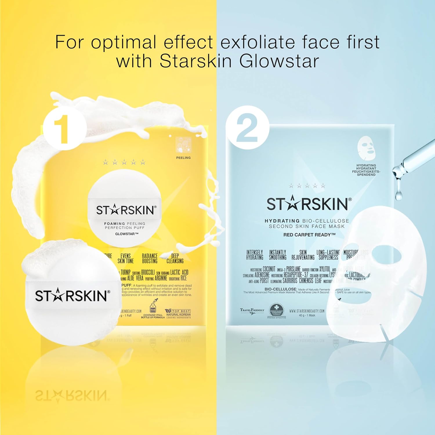 STARSKIN Red Carpet Ready Bio-Cellulose Face Mask – 1 Pack, Hydrating Face Mask for all Skin Types, Instant Hydration & Glass-Skin Glow, Revitalizing and Moisturizing, Korean Skincare - Image 8