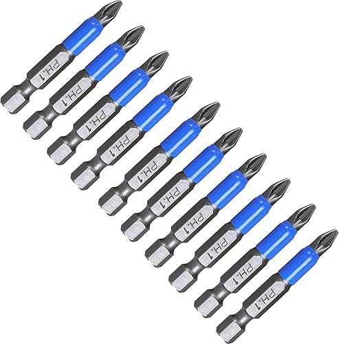 Piutouyar PH1 Phillips - Juego de 10 brocas magnéticas antideslizantes de 2 pulgadas, vástago hexagonal de 14 pulgadas (PH1 x 1.969 in)