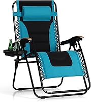 Vista 1 de PHI VILLA Silla XXL de Gravedad Cero Acolchada de Tamaño Extra Grande, Silla Reclinable Plegable para Patio, Asiento de 30 Pulgadas de Ancho