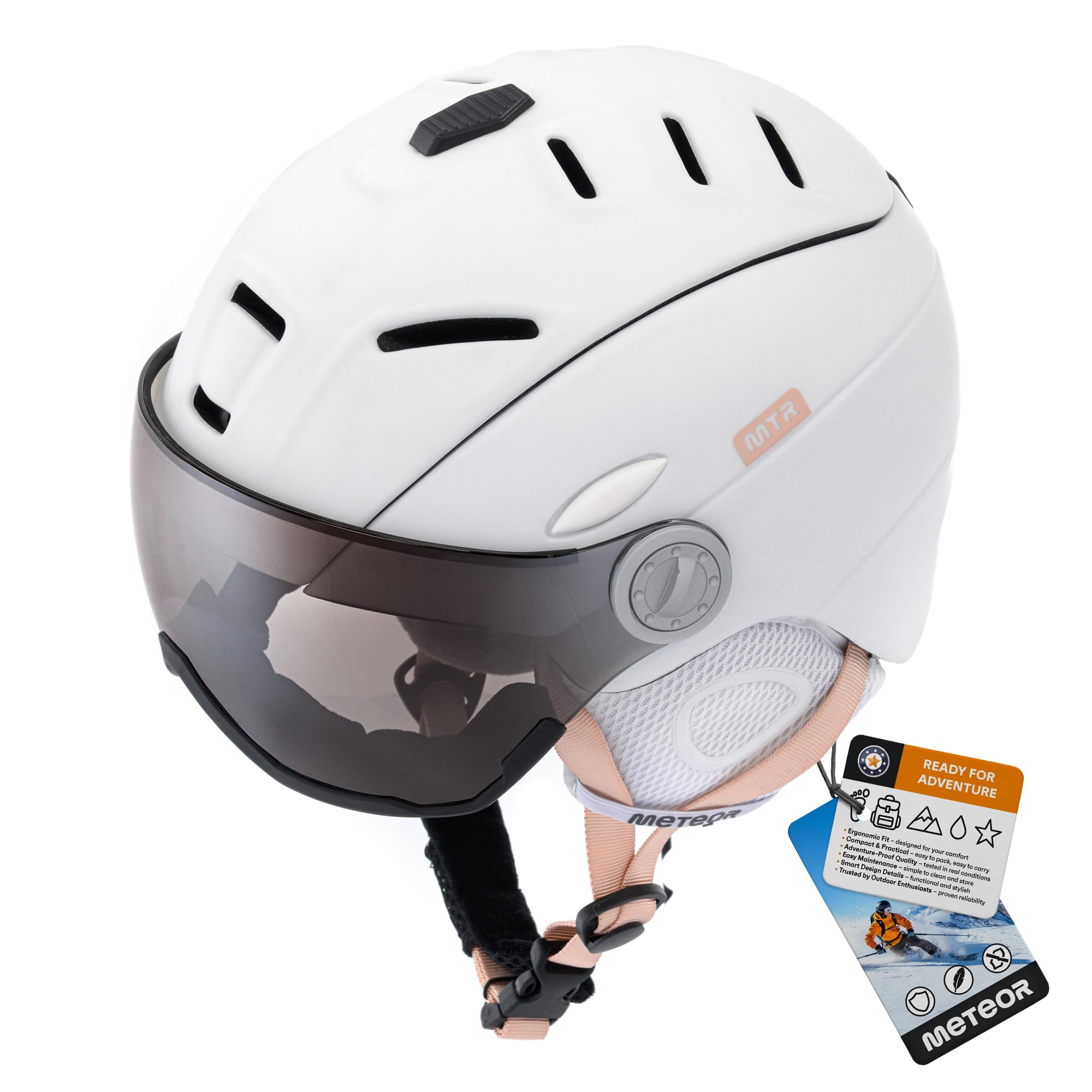 Meteor Ski Helmet with Earmuffs for Skiing & Snowboarding – Adjustable Snowboard Helmet for Men, Women, Kids, Boys & Girls – Professional Ski Safety Helmet for Winter Sports