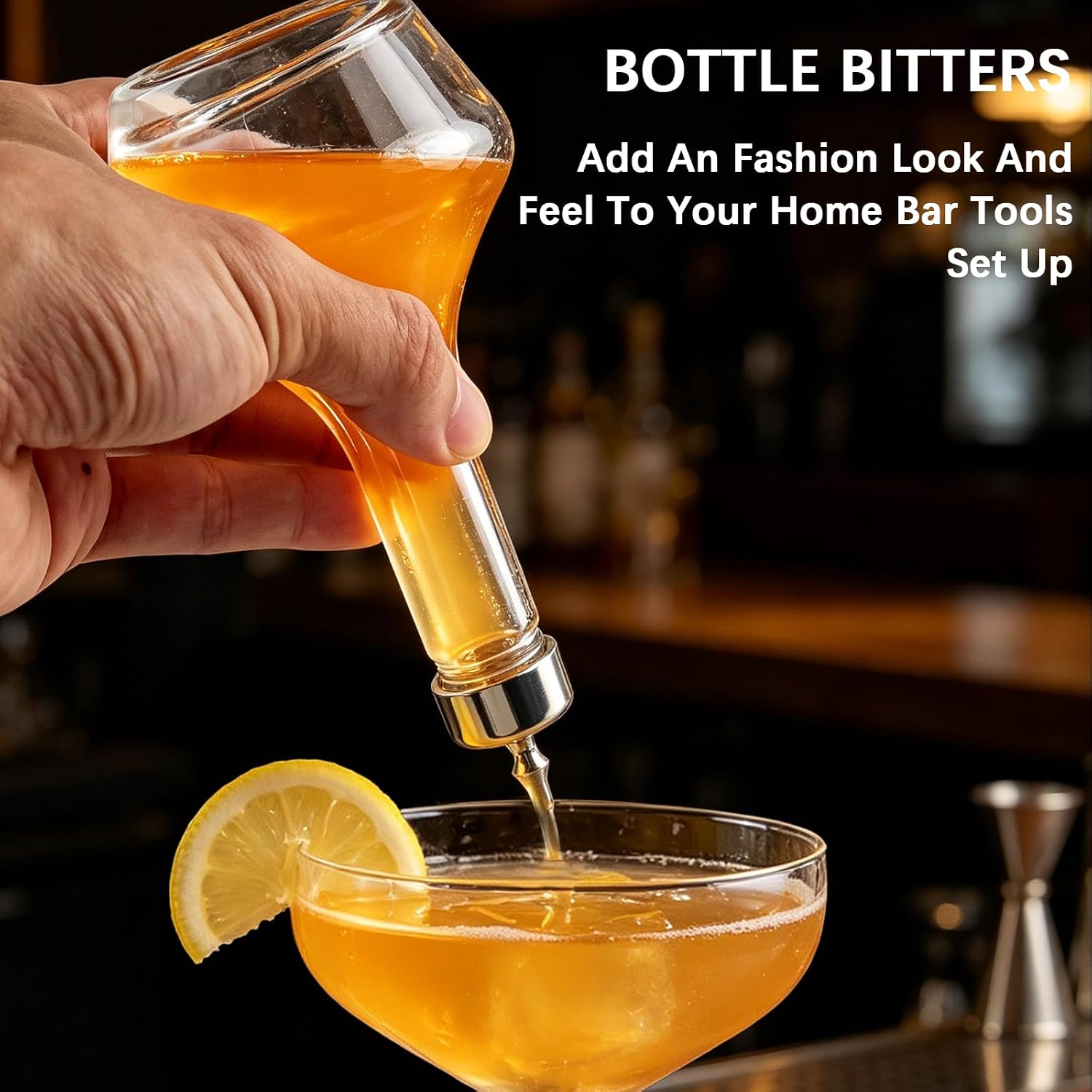 Threaded Bitters Bottle Set of 4 Glass Dash Bottle with Dasher Top, Professional Bar Tool for Making Cocktails 90ml