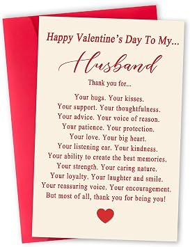 Funny Valentines Day Card for Husband, Romantic Valentines Day Gift from Wife, Men Valentine Gifts