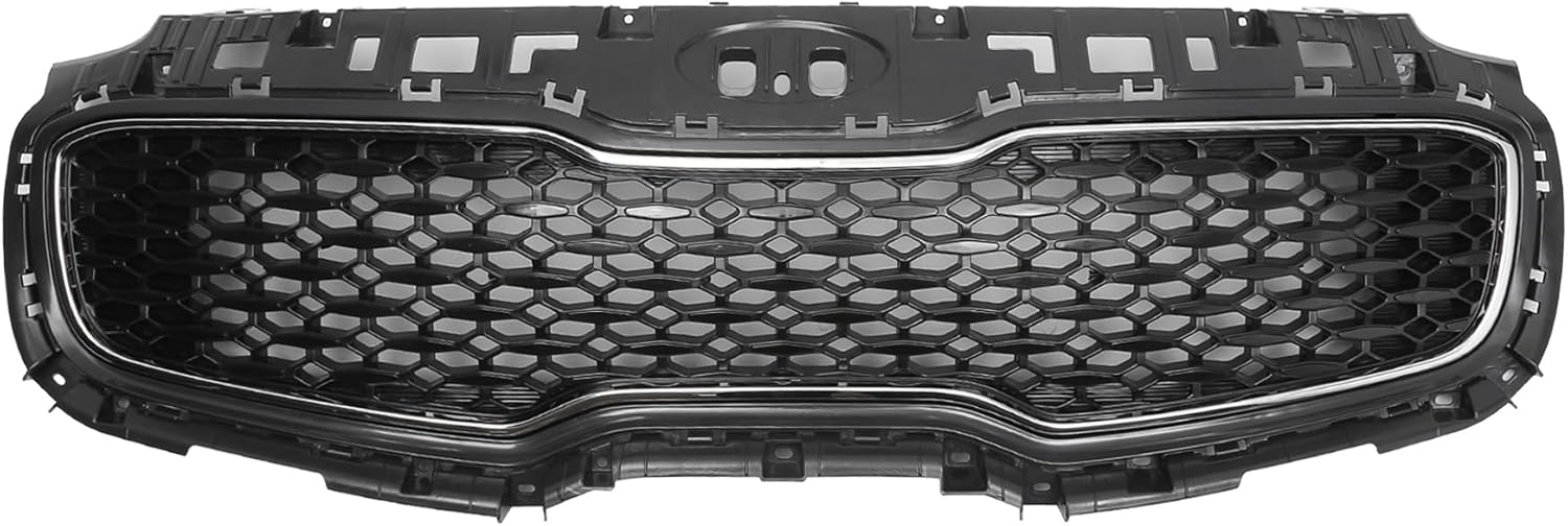 X AUTOHAUX Front Upper Hood Bumper Grille Grill for Kia Sportage 2017-2019 Front Upper Bumper Kidney Grille Grill Honeycombs Black Chrome Silver Tone