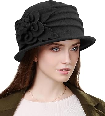 Sumolux Women Beret Hat French Vintage Wool Dress Cloche Classic 1920s
