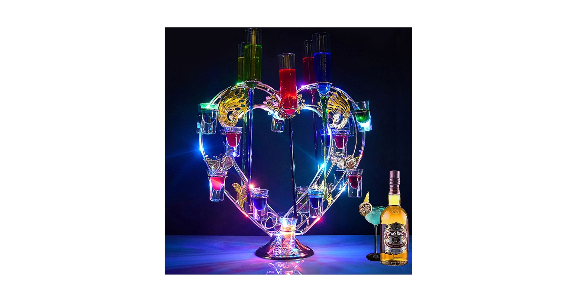 Amazon｜テキーラ観覧車 ハート型 ワインラック LED酒ボトルの