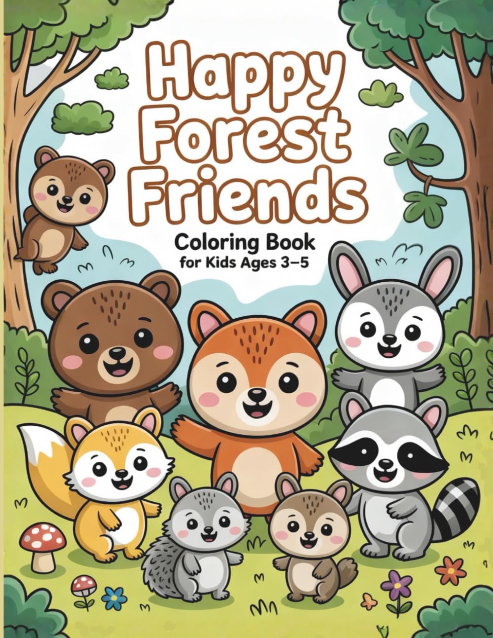 Happy Forest Friends – Coloring Book for Kids Ages 3-5: Cute Forest Animals for Toddlers | Easy and Fun Coloring Pages for Early Learning and Creativity