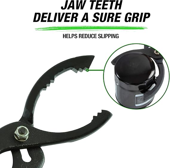 OEMTOOLS Oil Filter Wrench Pliers for 2-1/2 to 4-5/8 Filters, Steel Jaws | Oil Filter Removal Tool for Filters in Tight Spaces, Slip Joint Design, Forged Steel Jaws, Non-Slip Teeth, Cushioned Handles