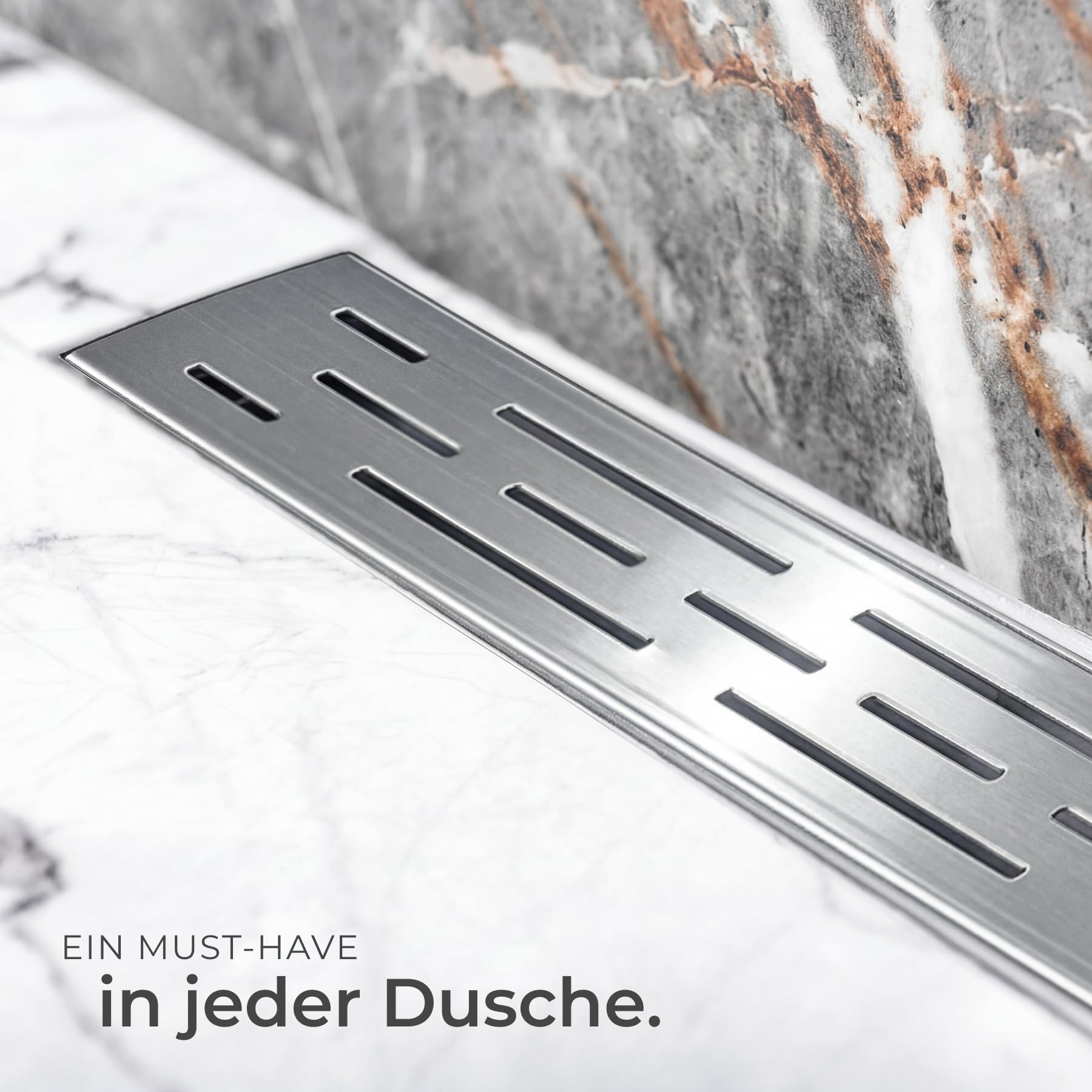 tectake® Edelstahl Duschrinne, Abfluss Dusche, Bodenablauf Dusche, begehbare Dusche, Ablaufrinne, Duschablauf, Duschabfluss Rinne mit Siphon, Sieb und Geruchsstopp - Duschrinne 60cm