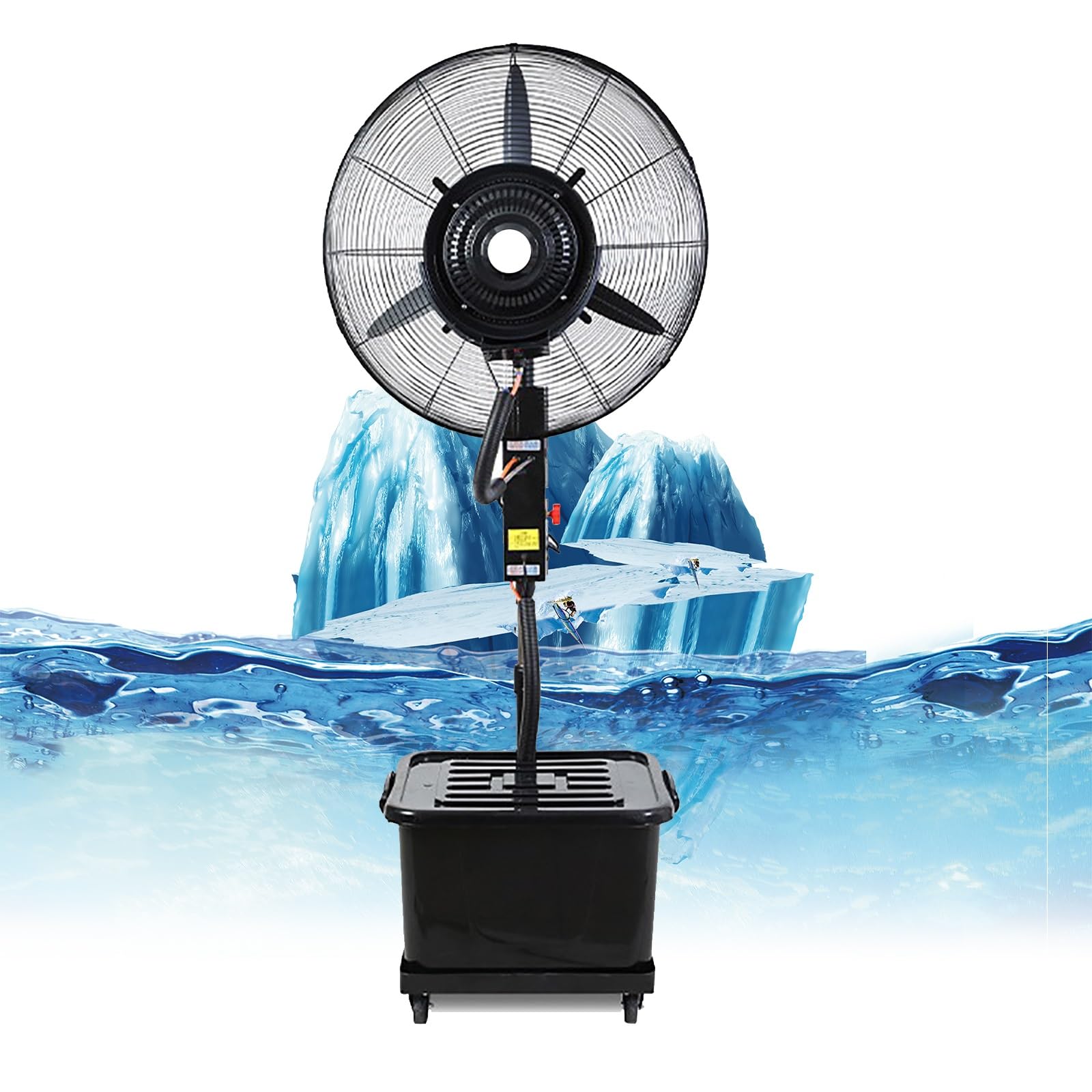 asdchZen Outdoor Oscillating Pedestal Misting Fan With 42L Tank, 3 Speeds & 26In For Patio, Garden, Industrial Cooling,Adjustable-650mm (26in)