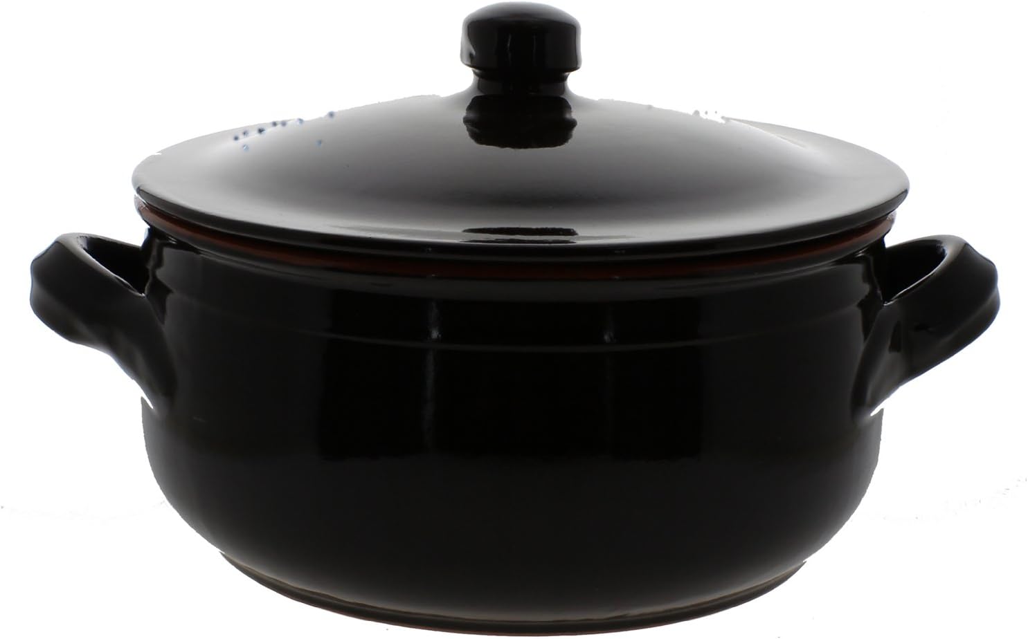 Coli Bakeware CL09BR-C29 Italian Ceramic Round Sauce Pan with Lid, 1.25-Quart, Brown