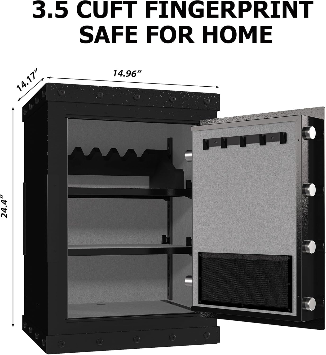Heavy Duty Large Home Safe - Alloy Steel Safe Box Biometric Fingerprint Security Safes with Hidden Lock Box, Adjustable Shelf, Pistol Rack, Safes for Document Money Handgun, 3.5 Cu Ft