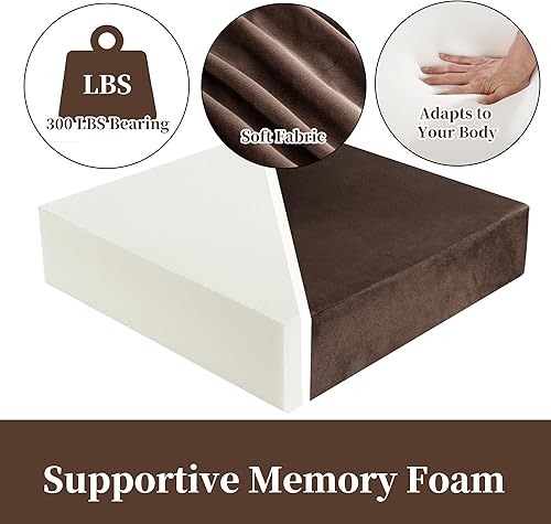 Miniatura 10 de HOMBYS Cojines reclinables de espuma viscoelástica para personas mayores, 20 x 20 x 5 pulgadas, cojín de asiento cuadrado grande para silla, cojín