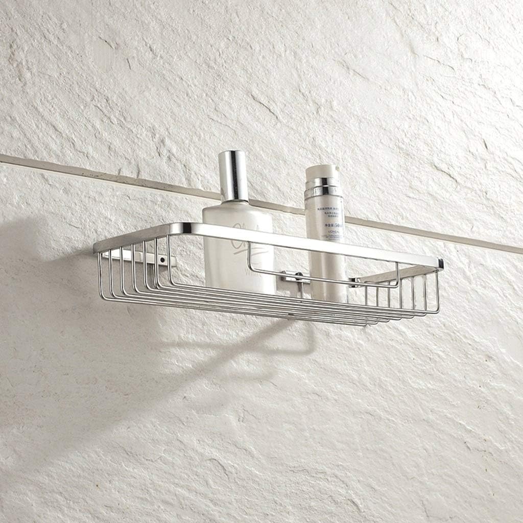 Shelf Bathroom Frame Simple Rectangular Cosmetics Storage Basket Accessories Wall Hanging (Color: Silver)