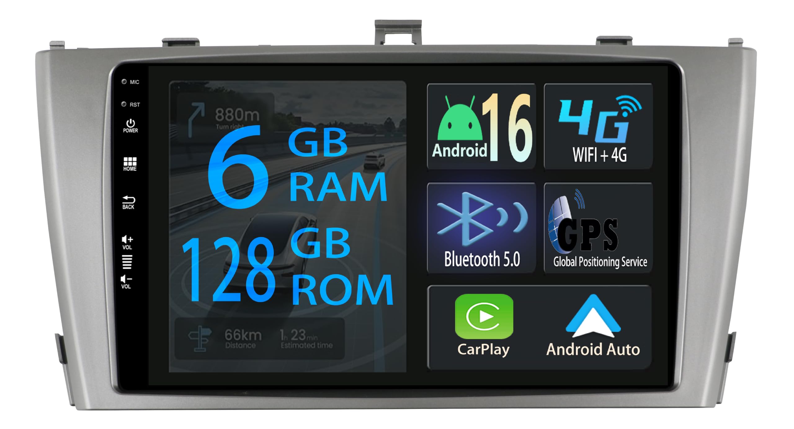 [6+128GB] Keconsing 9 Zoll Android 16 Autoradio for Toyota Avensis 2009-2015 Radio Carplay Stereo Wireless Car Play GPS Auto Navi Bildschirm Bluetooth Navigation Player Touchscreen FM SWC RDS