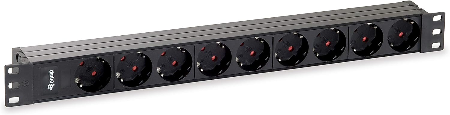 Equip Socket Strip 19 Inch 1U 9-Way Schukon, 1.8 m Cable